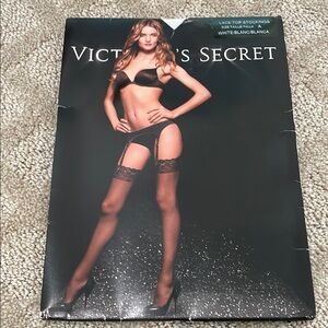 Victoria's Secret Black Lace Top Stockings